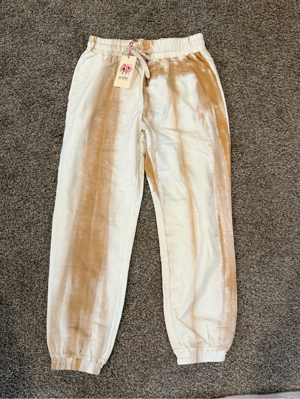 entro Cream and Tan Tie-Dye Jogger Pants